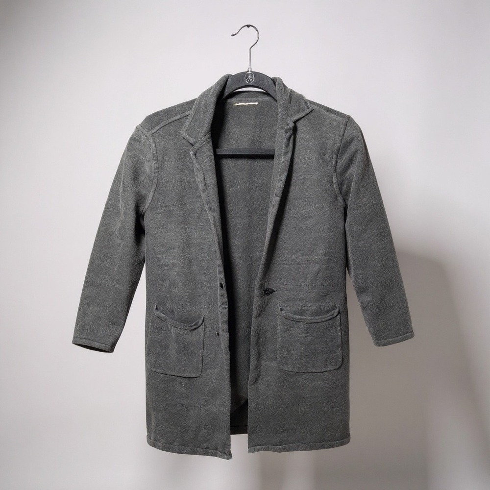 Banana Republic Knit Blazer Cardigan Dark Gray Pockets Women's Petite Small‎